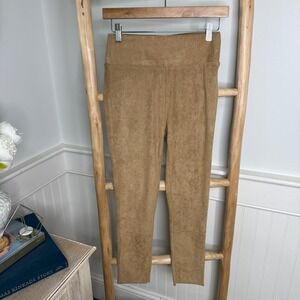SHUG Austin Suede Pants Camel Tan High Rise Pull On Leggings Size M New